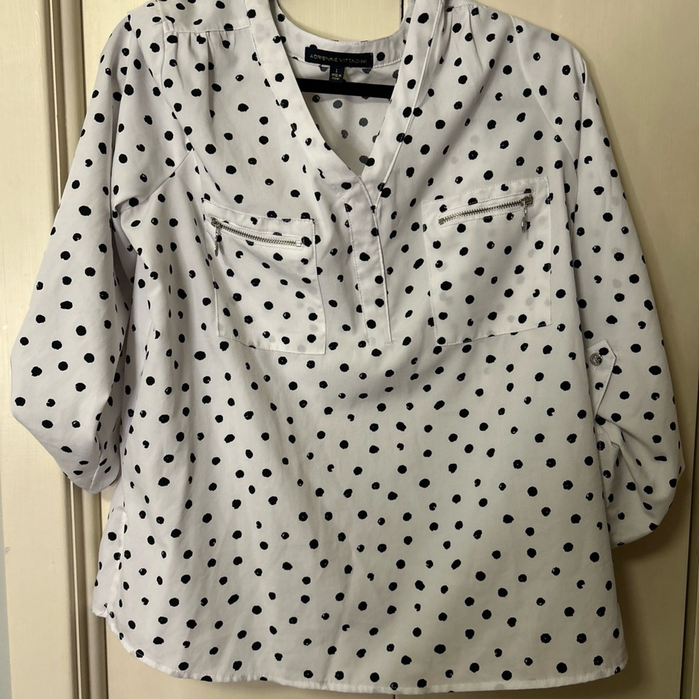 White Polka Dot Women's Top